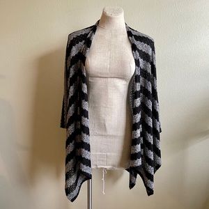 Black/Gray Open Poncho Wrap